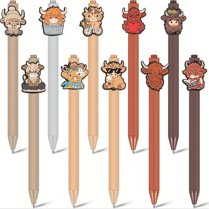 20pcs cute highland cow printed pens black ink retractable highland cow pen set cartoon highland cow gift set school home office stationery theme holiday gifts accessories gifts for colleagues Product details 2