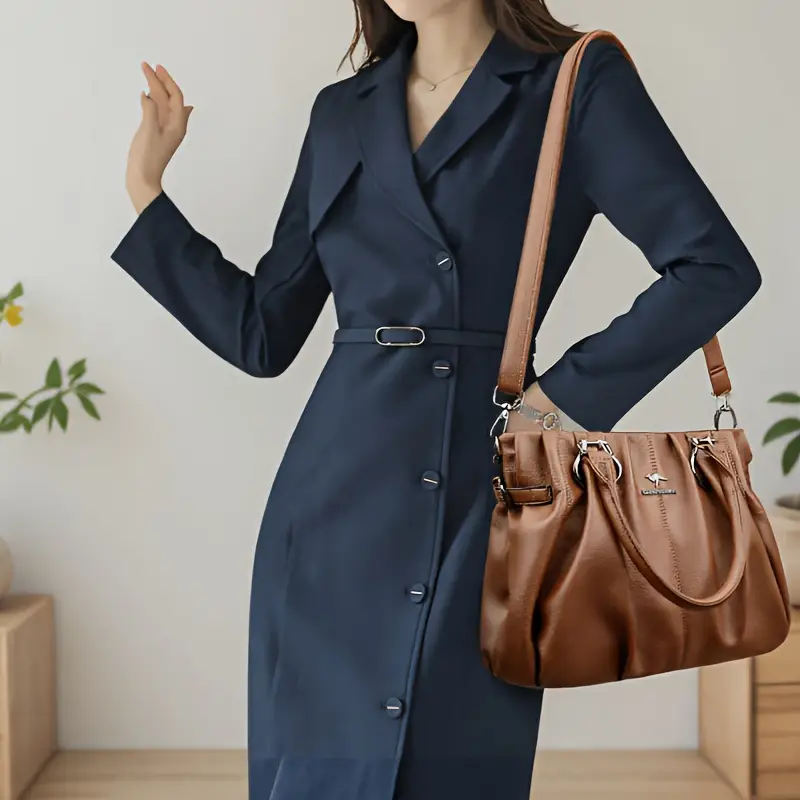 womens fashion crossbody shoulder bag gloss minimalist with smooth lines exquisite pleated details for dimensionality and adjustable strap for versatile use as a handbag shoulder bag daily business and occasions ideal holiday gift in 2025 crocodile texture style trendy elements essential urban womens accessory Product details 2