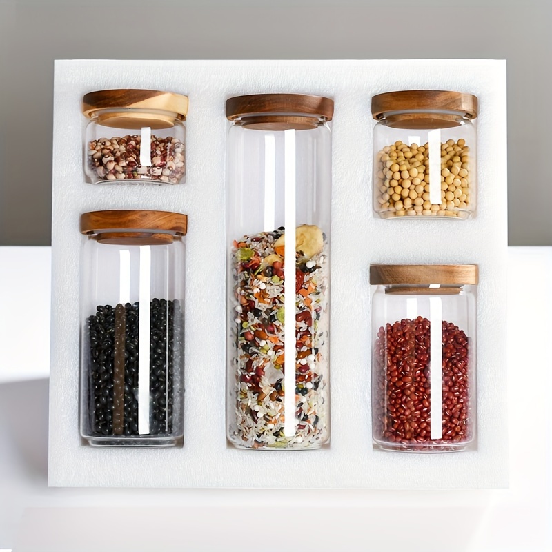 A Set Of Creative Storage Jars, Kitchen Cereals, Glass Sealed Jars, Coffee Bean Circular Sealed Glass Jars, , Safe Transportation