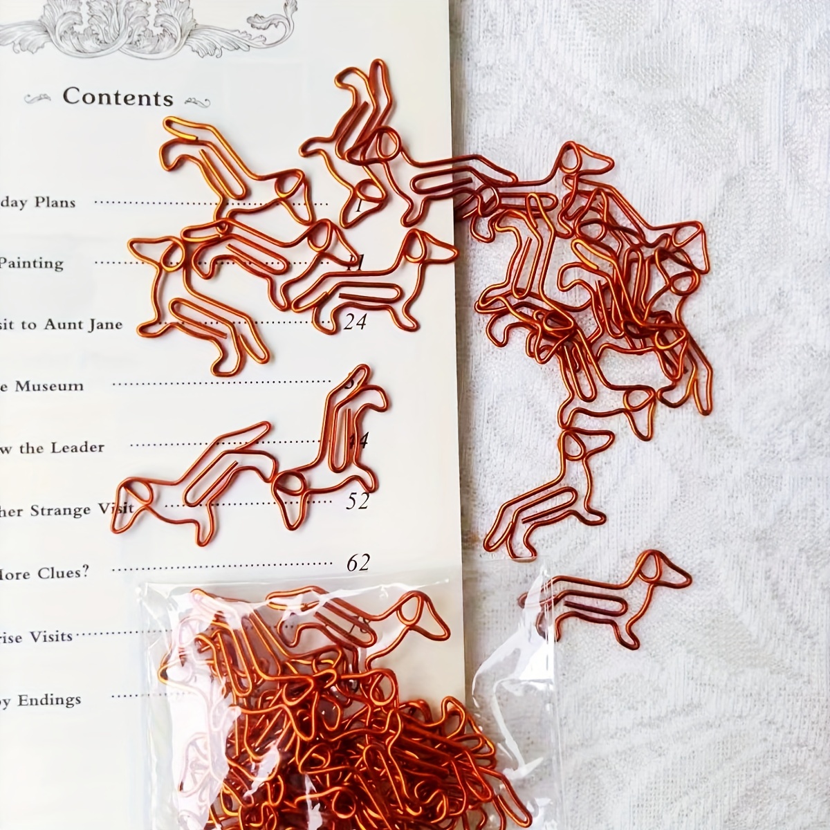 

Sausage Dog-shaped Stainless Steel Paper Clips, Unique Animal Design, Ideal For Documents And Packaging - 15/25/50pcs Set