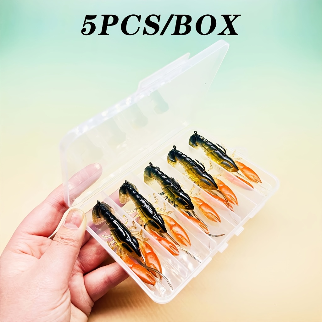 E-shop 5 Stück/QIEVCRME Box Weiche Garnelen- und -Swimbait- - Realistische künstliche Köder mit orangefarbenen und weißen Streifen, braunen und gelben