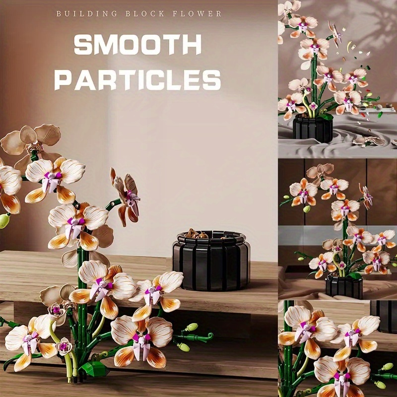 Home Desktop Ornament, Champagne Orchid Puzzle Blocks