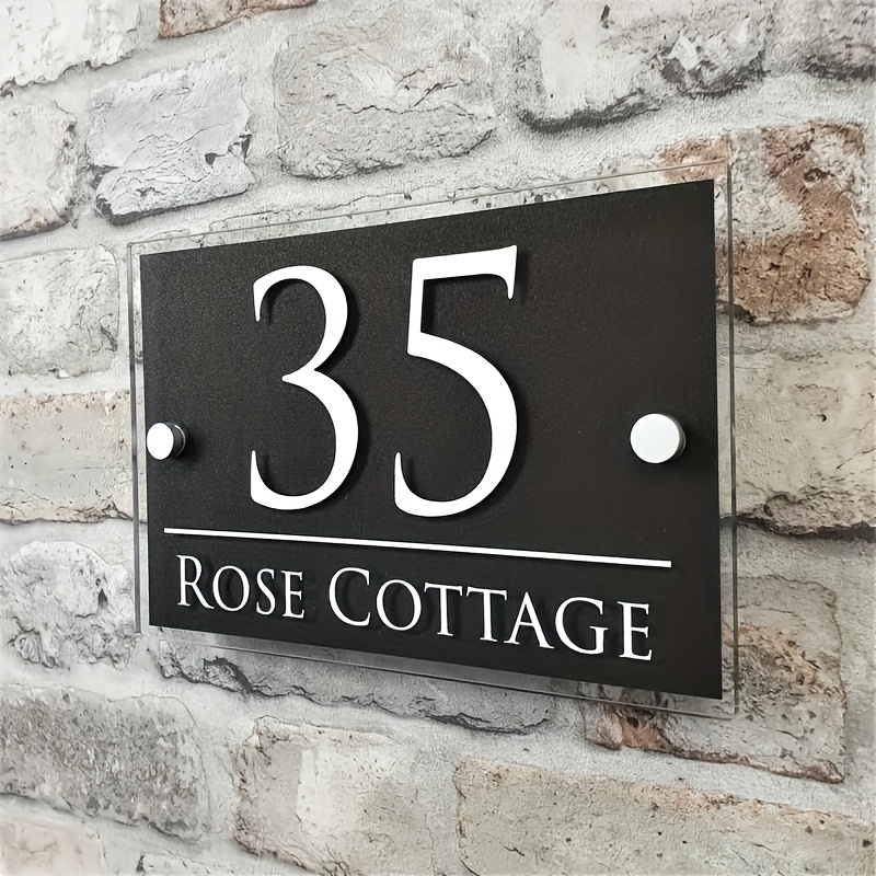 TEMU [2d Flat] [2d Flat] Customizable House Number Sign For Outdoor Wall Acrylic Decoration With Screws, Personalized Address Plaque