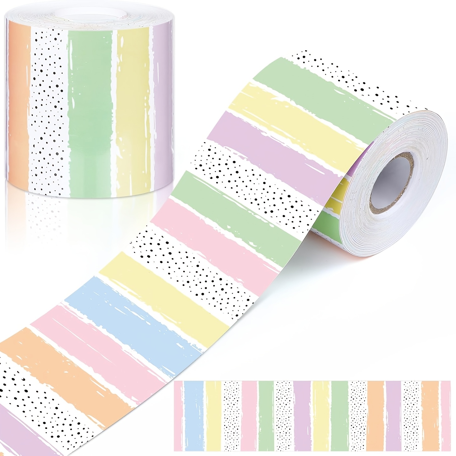 TEMU 1pc Classroom Bulletin Board Frame, 65 Feet Polka Dot Striped Straight Roll Decorative Classroom Frame For Bulletin Board Decoration, School And