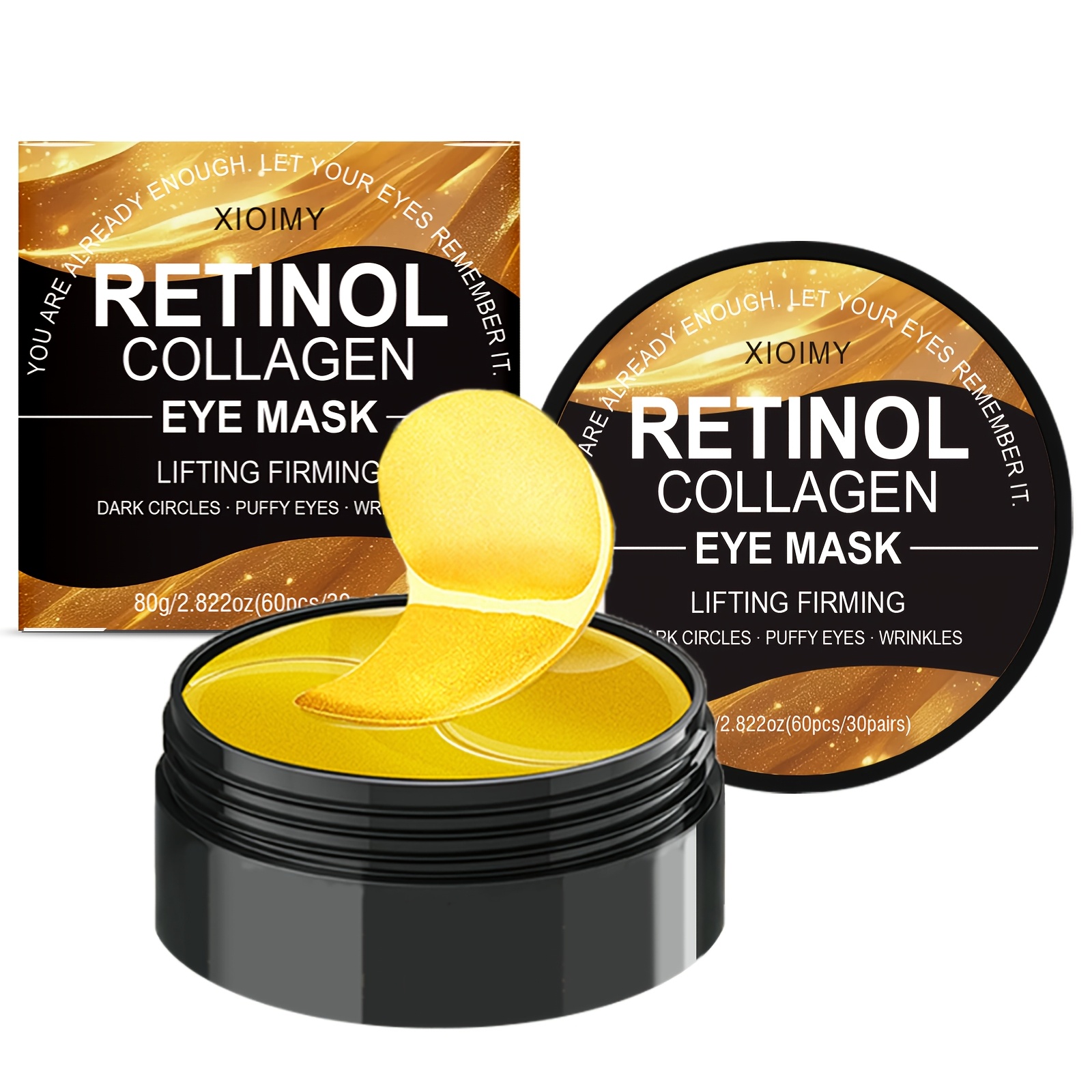 Image of 60pcs Retinol And Collagen Mask, Smooth, Delicate, Bright, And Firm Eye Skin, Suitable For Dark Circles, Eye Bags, , Relaxation, Eye Care, Suitable For Types