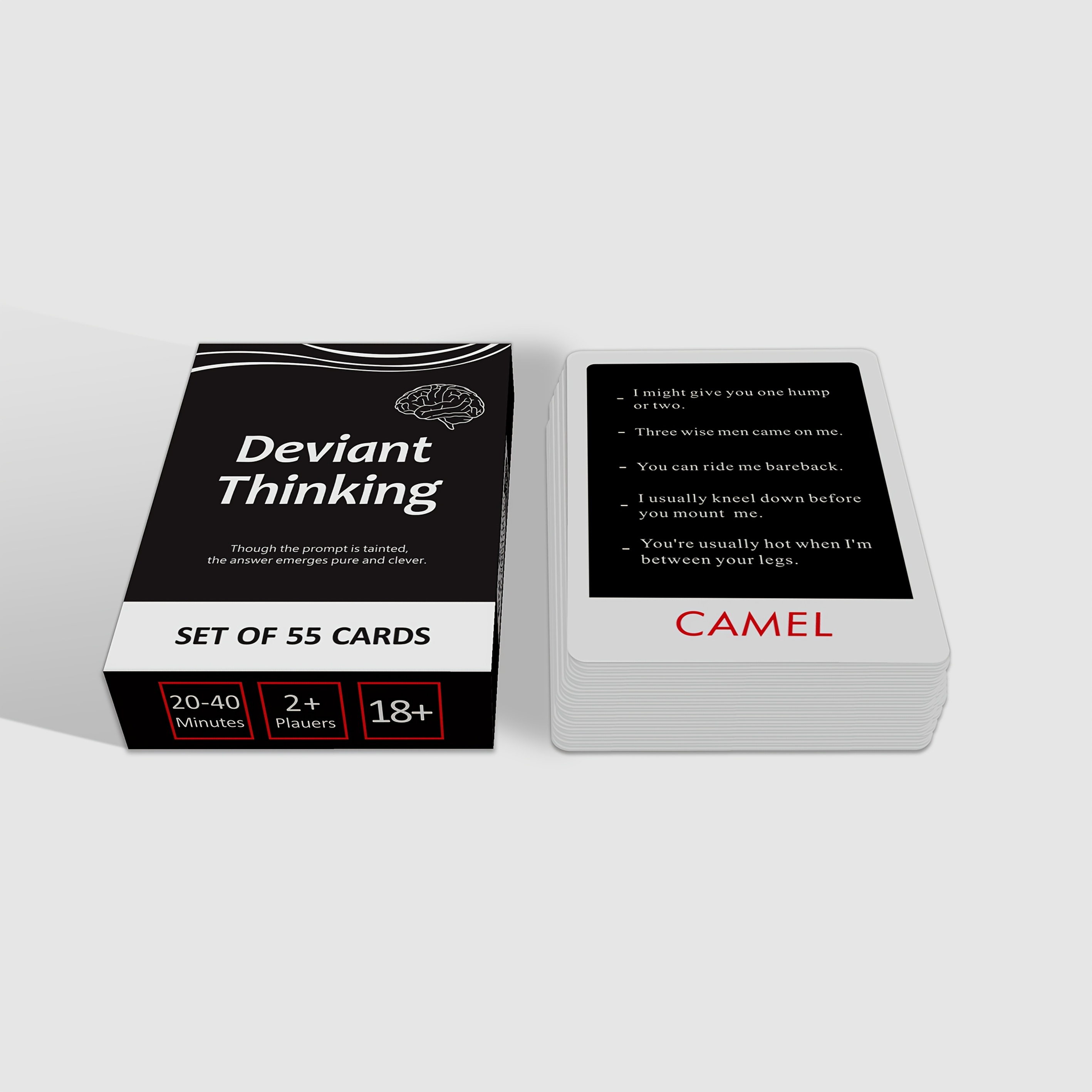 1 Box Deviant Minds Adult Party Game - 55 Dirty Prompts & Clean Answers Cards, 18+ Tabletop Conversation Starter for Adults, Perfect Halloween or Christmas Gift for Friends