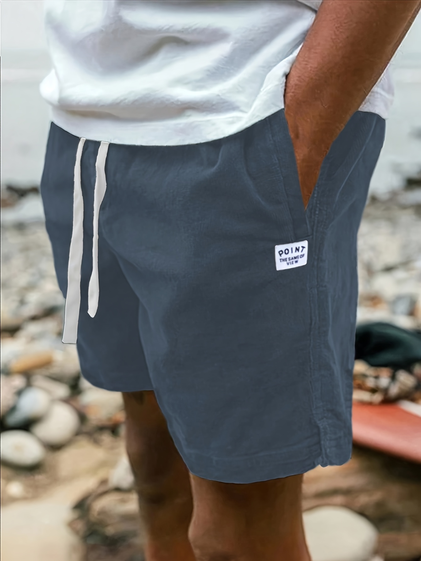 men's casual fashion corduroy shorts pockets drawstring - Temu