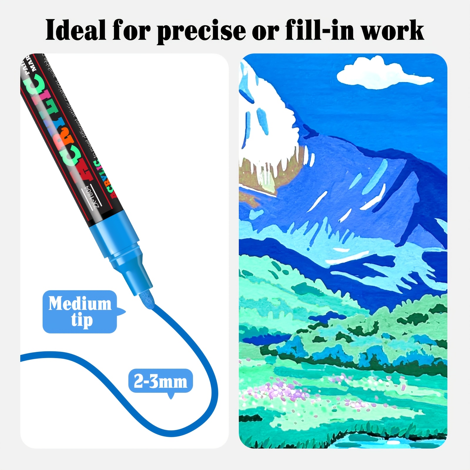 FLYSEA 12 Colors Professional Water-Based Acrylic Paint Pens