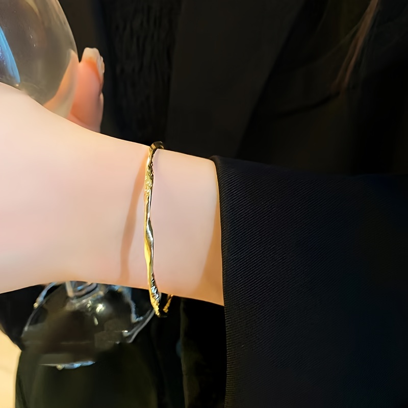 Stylish Women's Open Bangle Bracelet with Golden Pattern