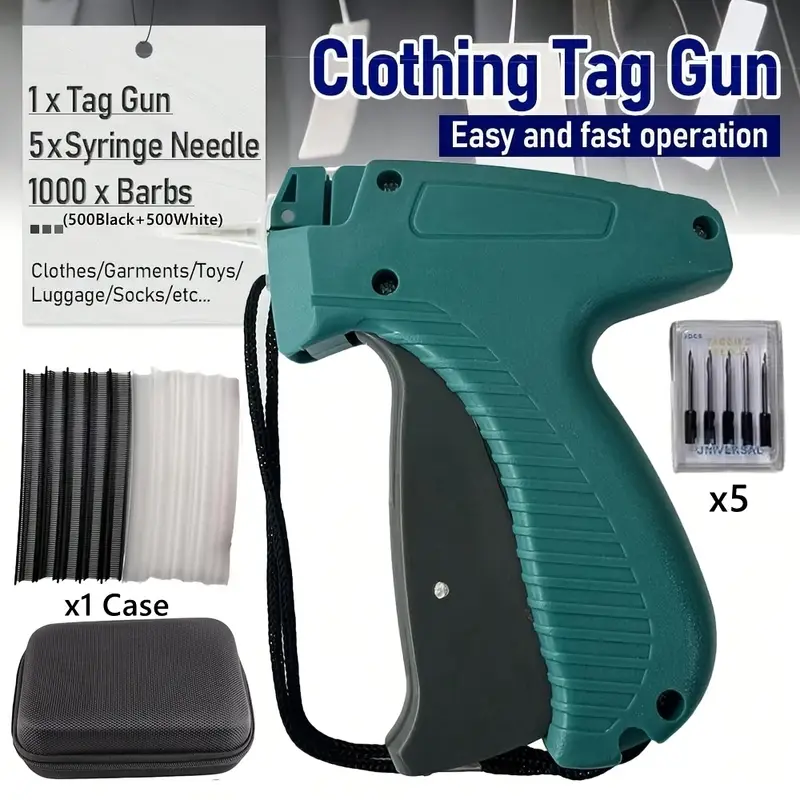 Tagging Gun for Clothing with Hard Case, Clothing Marking Gun, Label Gun, Clothes Tagging Applicator Clothes Hang Label Machine, Clothing Label Machine 1000 Barbs 5 Needles Tagging Gun for Clothing with Hard Case, Clothing Marking Gun, Label Gun, Clothes Tagging Applicator Clothes Hang Label Machine, Clothing Label Machine 1000 Barbs 5 Needles