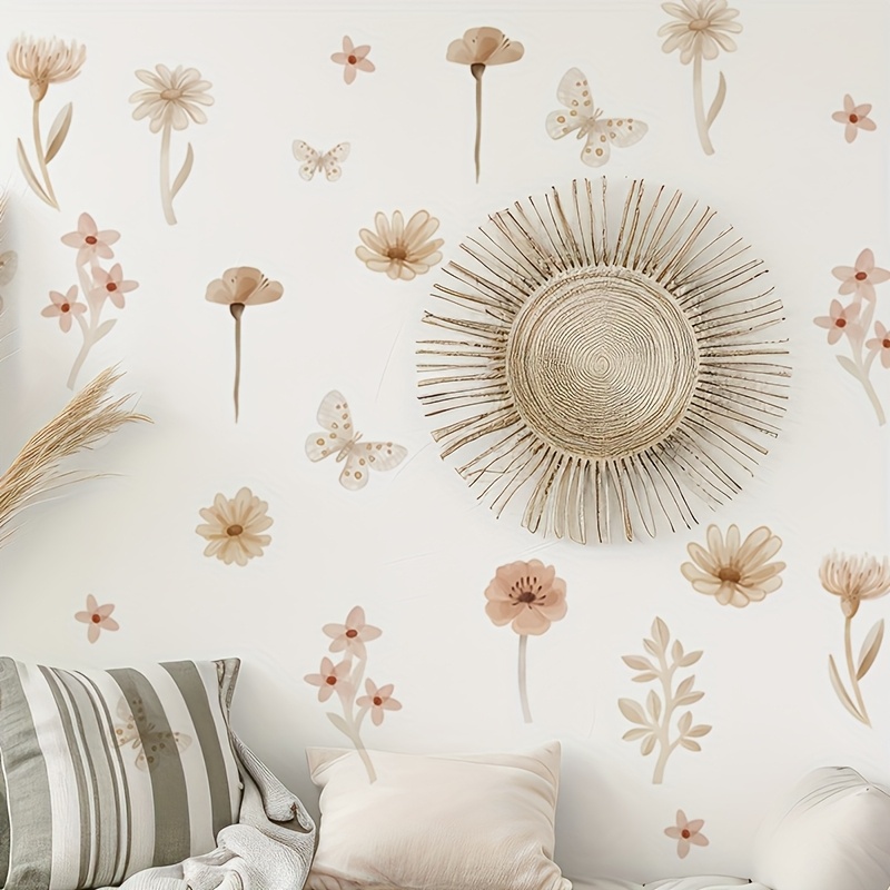 Cartoon Flower Mural For Bedroom, Living Room, Study - Removable Self-adhesive Pvc Wall Decal
