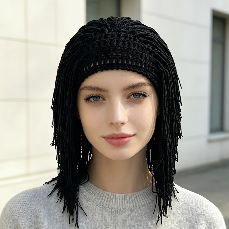 TEMU 1pc Women's Hand- Hat, Creative Fringed Wig Hat, Retro Hollow Breathable Headwear, Daily Wear Pie Decorative Women's Hat