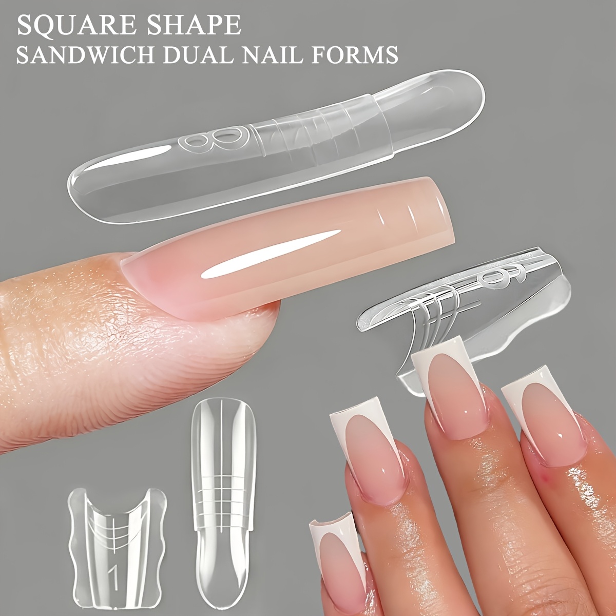 60pcs Square Sandwich Dual Nail Forms for Gel Extensions