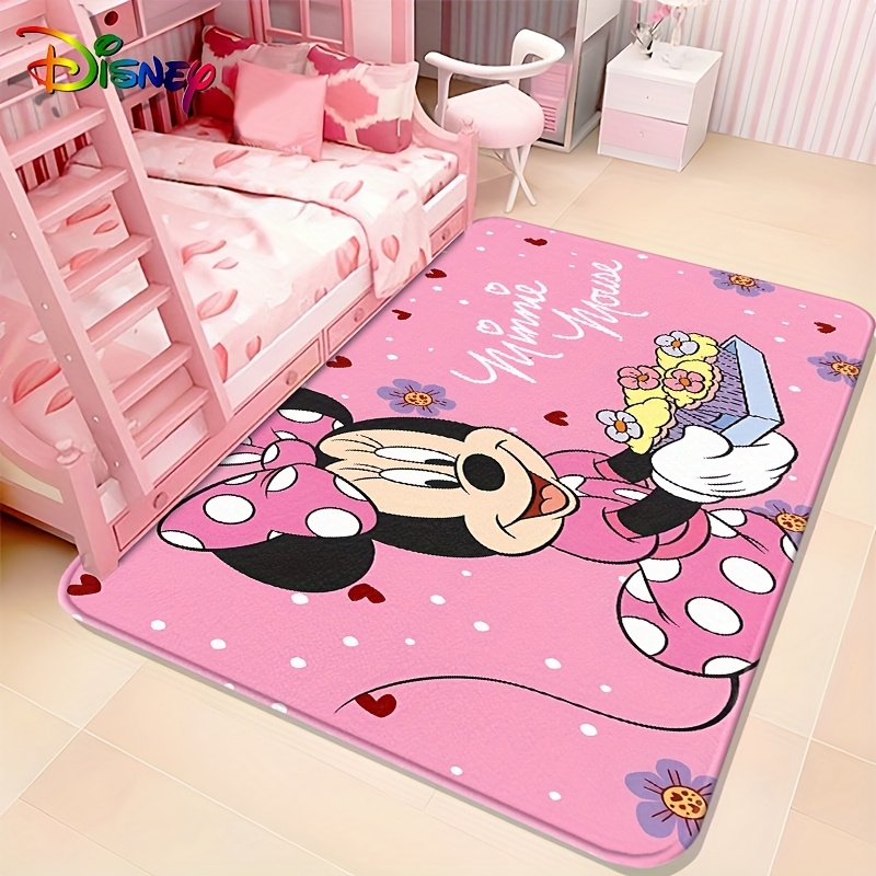 

Tapis de Sol Rose Disney Minnie Mouse - Design de Dessin avec l'Imprimé "Minnie's Little Honey", Antidérapant & Lavable en Machine en Flanelle, pour des Filles & Décoration de la Saint-Valentin