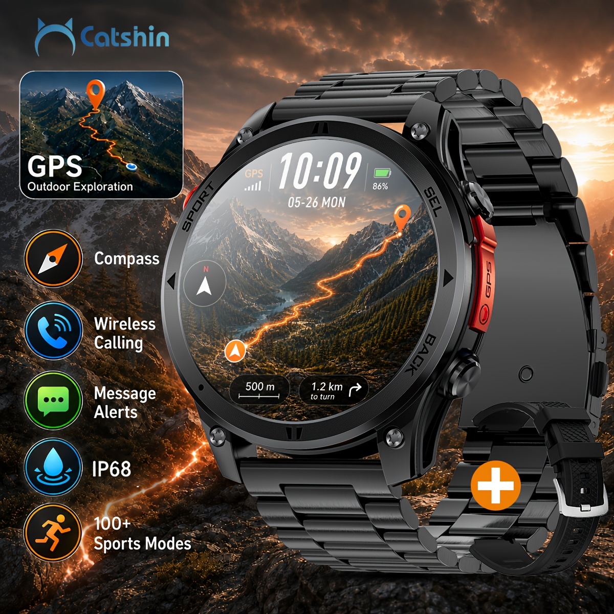 Men's Outdoor Smartwatch with GPS and Compass Function