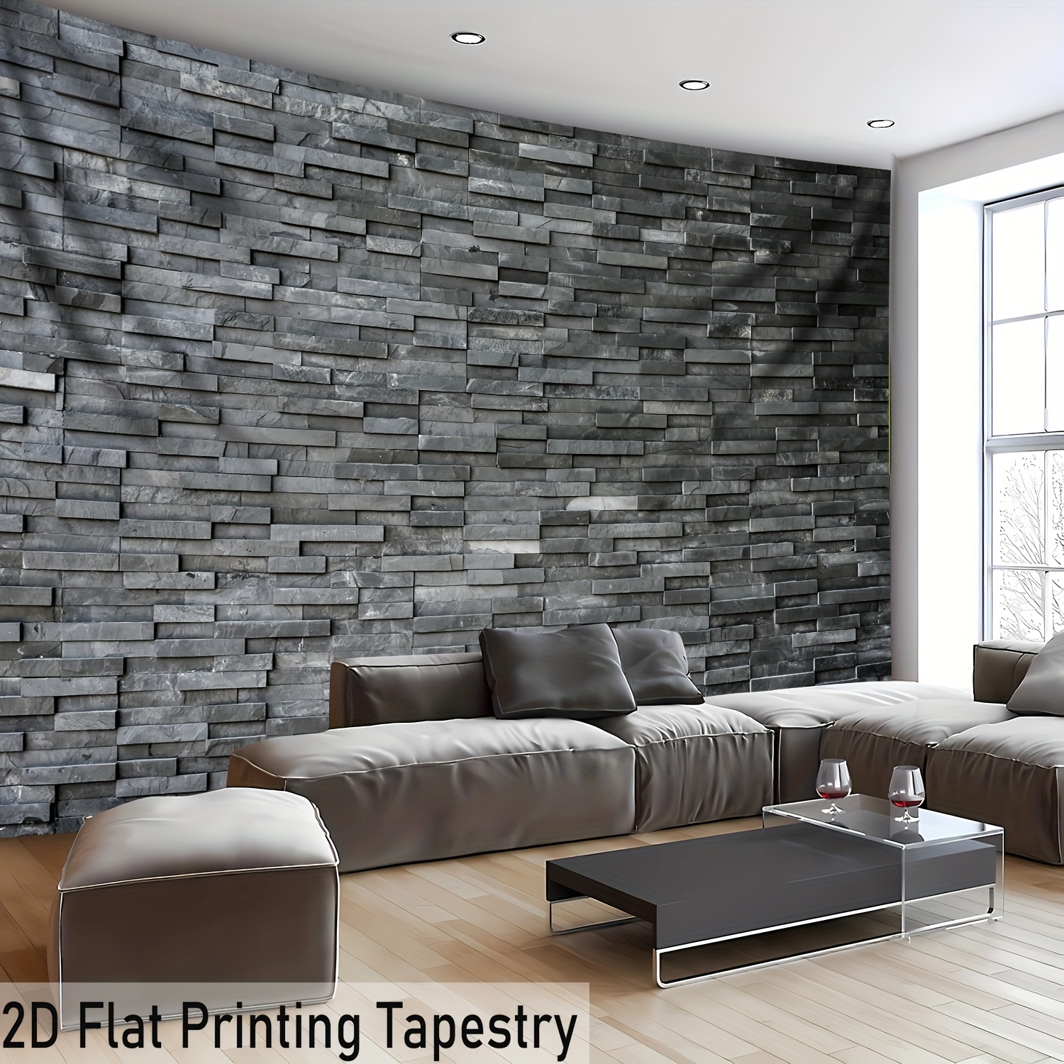 Image of [ 2d Flat Printing] 1pc Ultra Large Size -convex Brick Wall Photo Background Wall Tapestry Polyester Aesthetic Tapestry For Living Room Bedroom Office Party Decoration With Free Hanging Clips