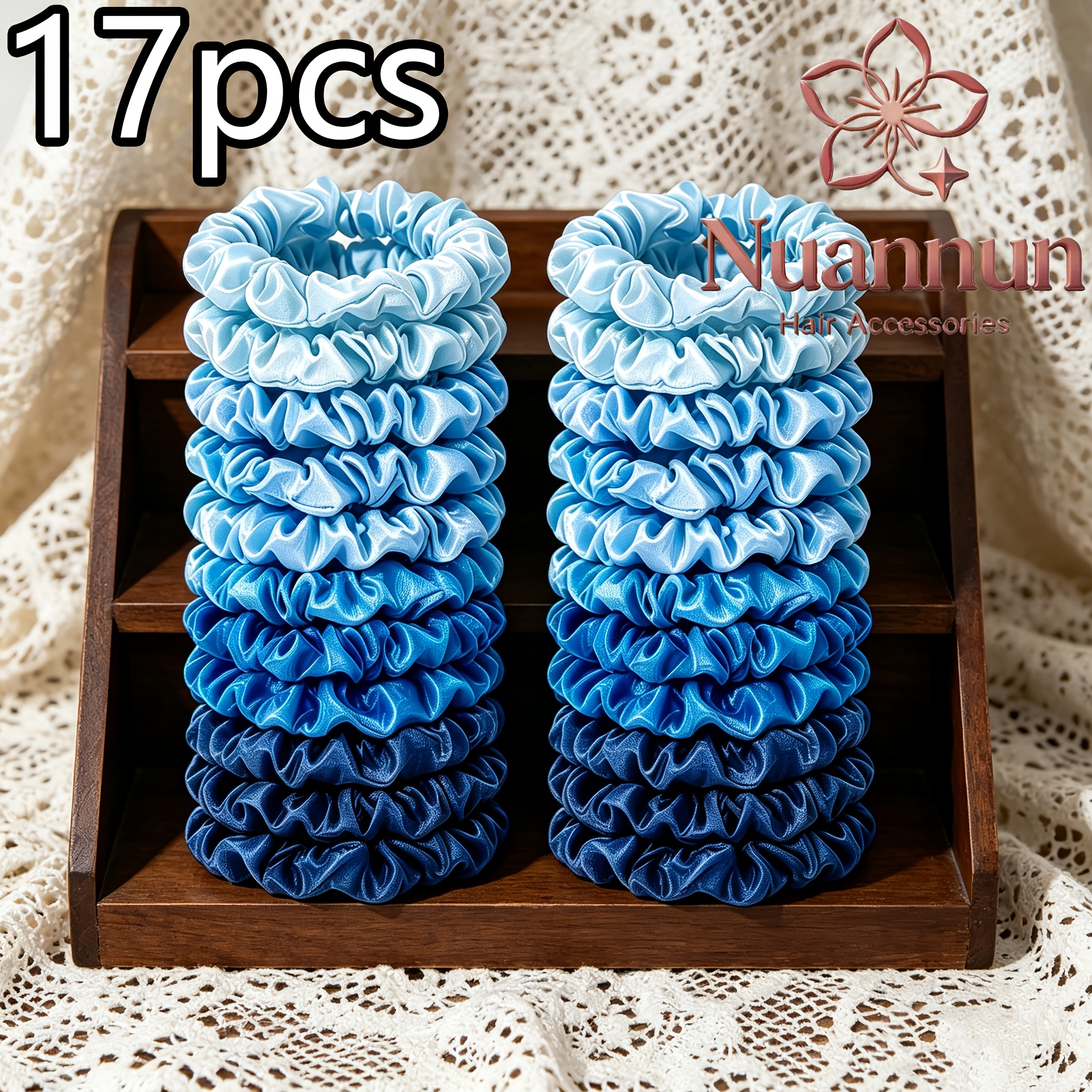 TEMU 17 para el pelo azules, fáciles de usar, versátiles, de satén plisado, con forma de delgado, de elasticidad, duraderas, para viajes, oficina, ,