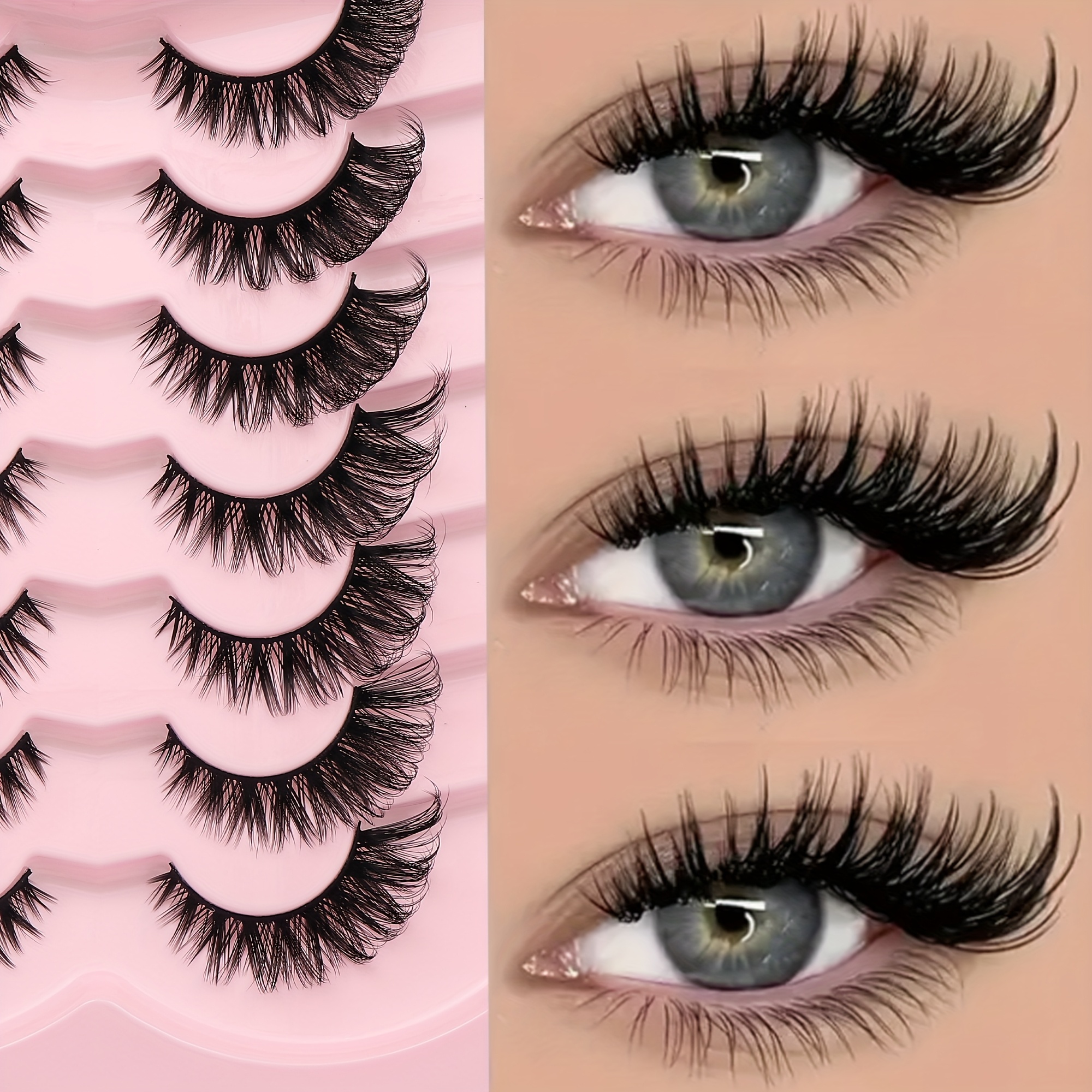 Image of 7 Pairs Of Cat Eye False Eyelashes - Long, Thin, Dense, Natural Look, Reusable Supplier Yiwu Beauty