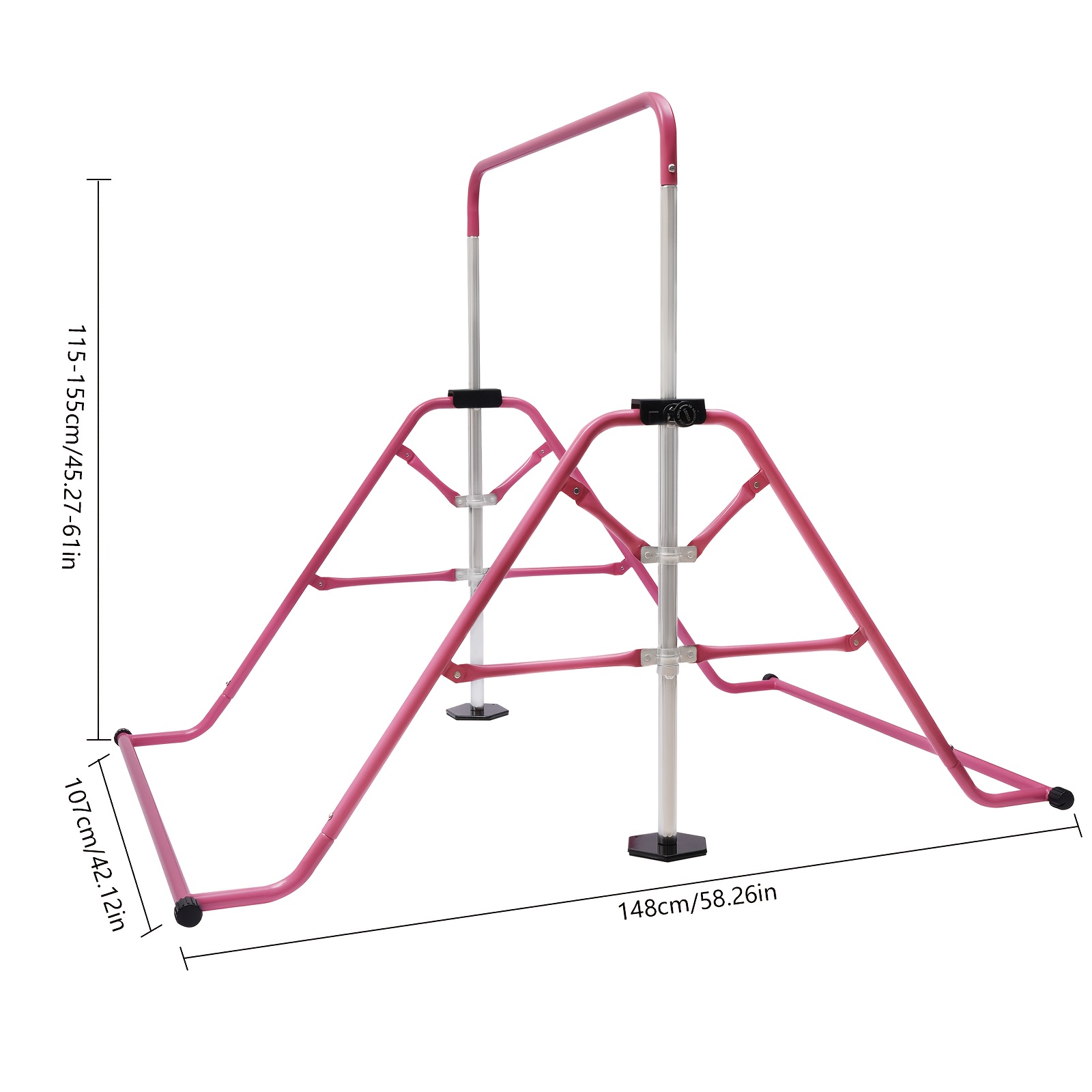 TEMU Horizontal Bar Gymnastics Home Gym Adjustable Height Folding Training Equipment Pink, Exercise Equipment, Strength Training, Spacesaving Fitness