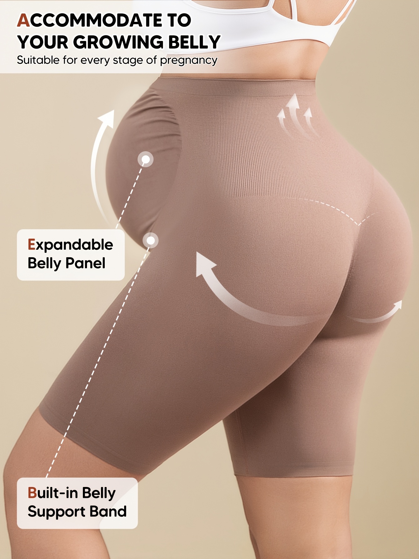 Women's Full Pregnancy Belly Maternity Leggings - Soft Non-Stretch Yoga Pants with Five-Point Fit (Waist/Back/Thigh/Hip/Leg) - Breathable All-Season Prenatal Workout & Casual Attire, Seamless Underwear-Like Design