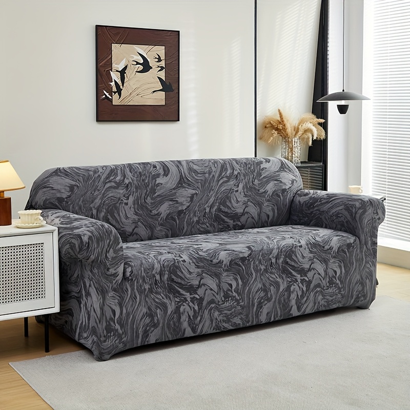 1pc Fiber Fabric Printed Sofa Cover With High Elasticity And Anti-slip Fixing Rod As Gift
