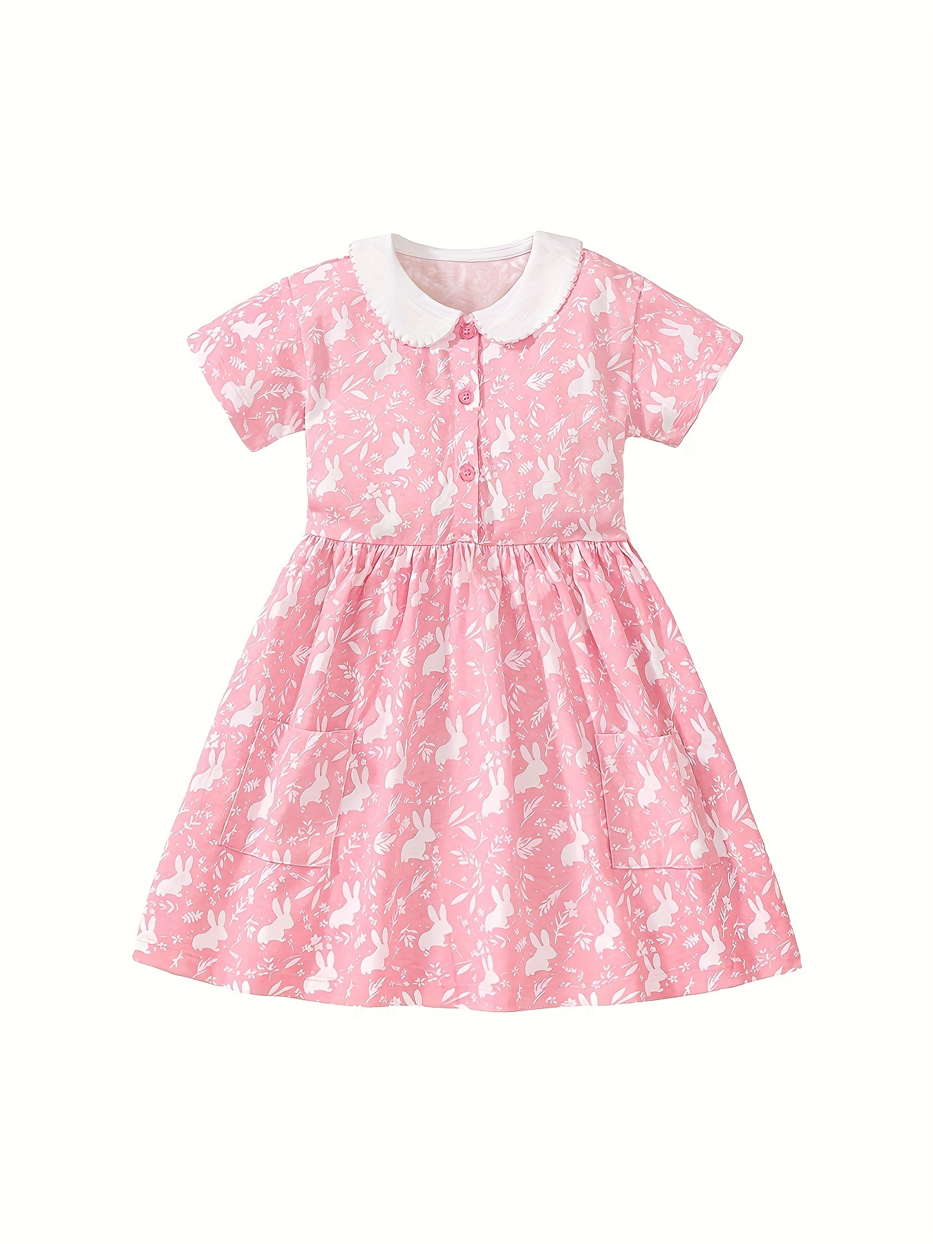 Cute Dress For Teens Girl Two Piece Set Bunny Prints Casual Cotton Dresses  For Spring Autumn