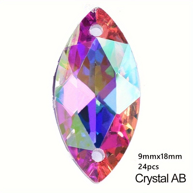 TEMU 2D - Ojo de Caballo Cristal AB de Calidad, Piedra de Cristal con Dorso , de Cristal, Pedrería para Coser en Vestidos de Novia