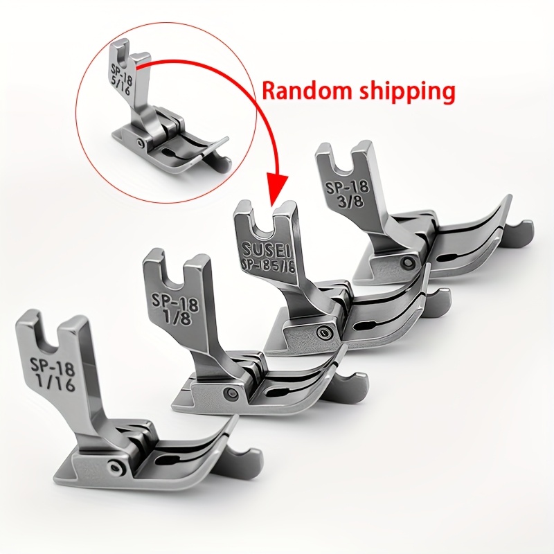 E-shop 4-teiliges Set Industrielle Nähmaschinen Scharnier-Nähfuß mit Rechtem Führungssystem #SP-18 1/16"+1/8"+5/16"+3/8" für Brother Juki Singer