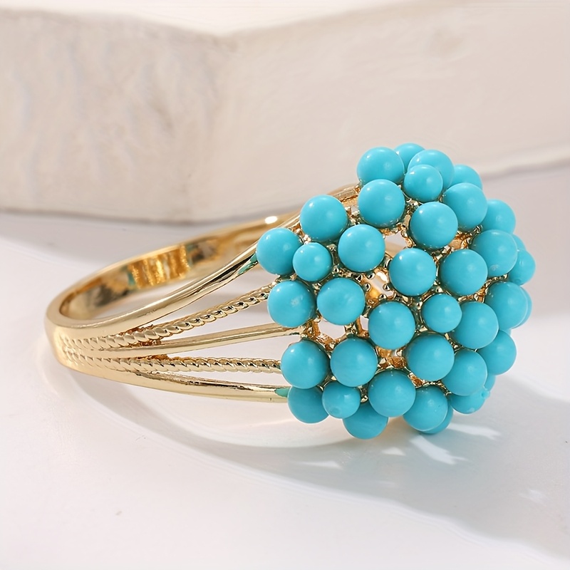 vintage bohemian turquoise cluster ring women - Temu Oman