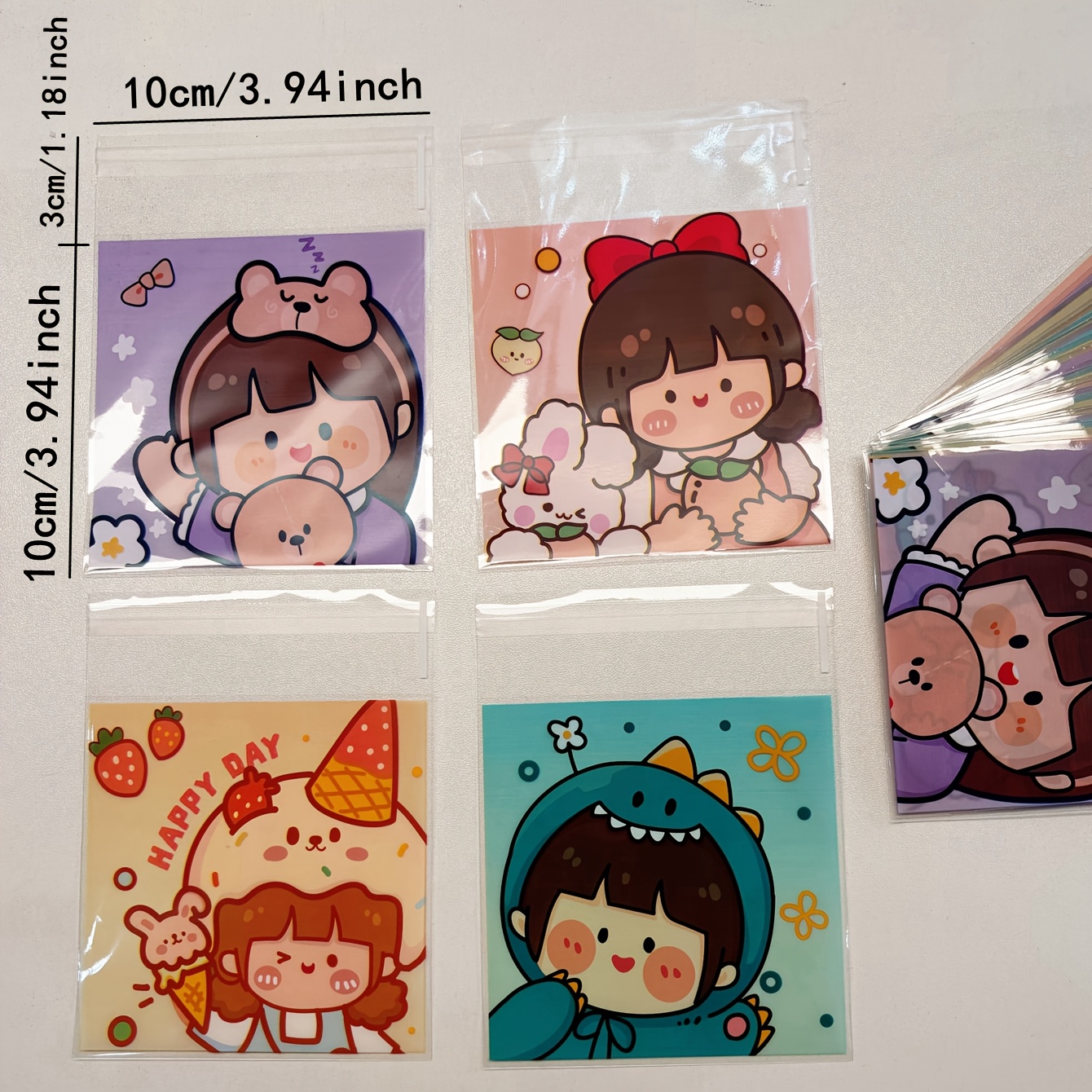 TEMU 100pcs Cute Girl Printed Gift Packaging Opp Self-sealing Bags, Wedding Theme Party Gift Decoration Bags, Event Promotion Small Gift Packaging