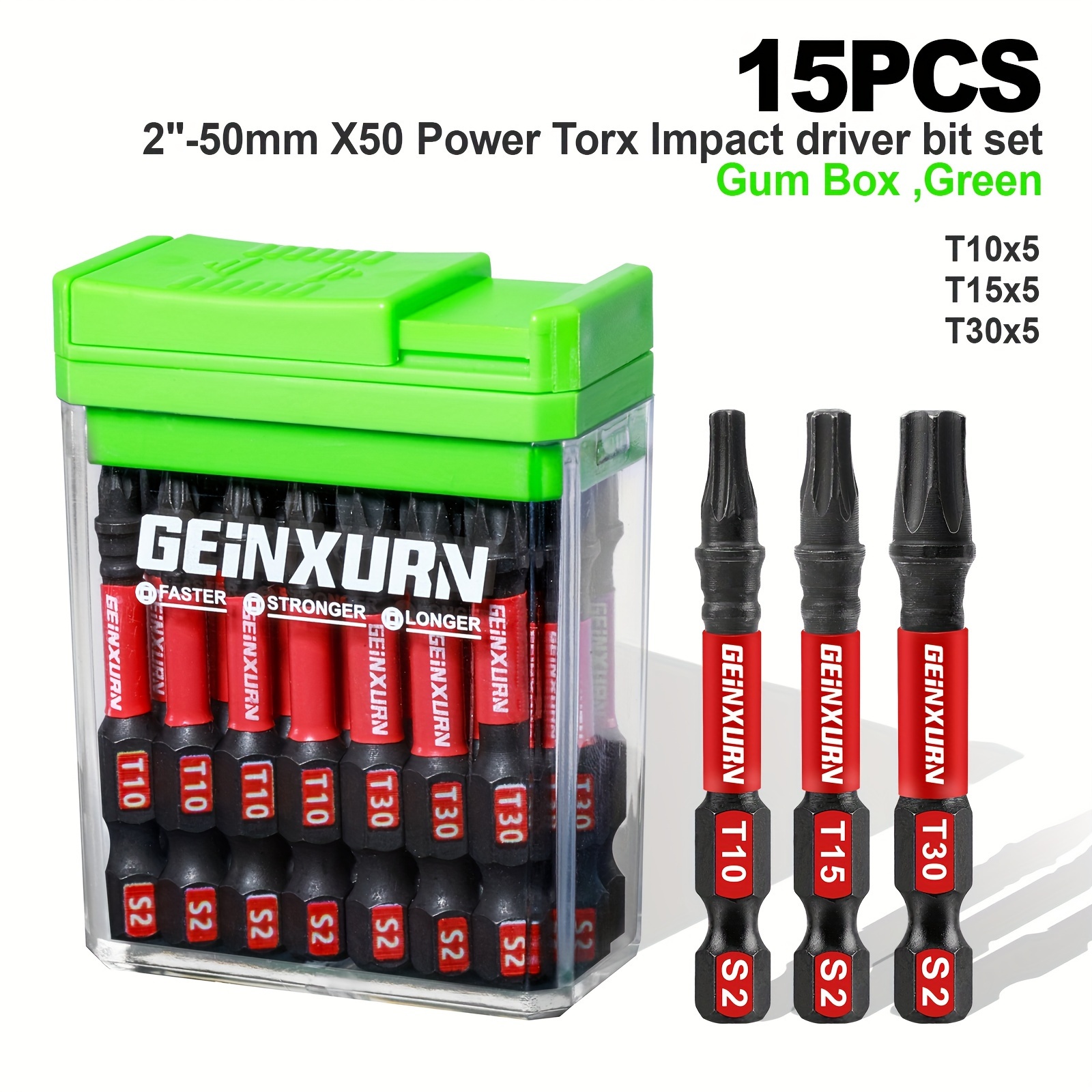 

15pcs Set 2"-50mm X50 Power Star Impact Screw Set, Chewing Gum Box