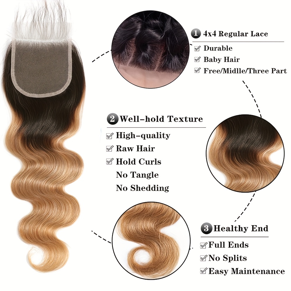 three bundles brazilian human hair in a body wave - Temu display picture 1