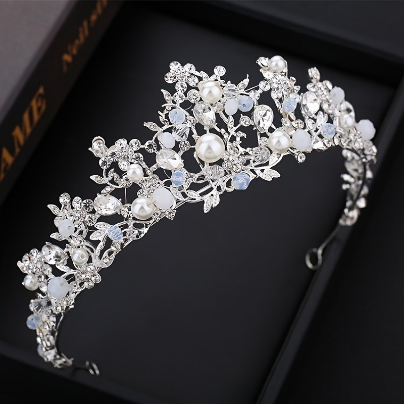 TEMU 1pc Of A Easy Rhinestone Crown Hair Accessory For Minimalist Party And Evening Outfits, Perfect For Birthday Performances And Styling
