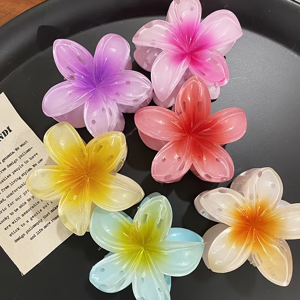 

Elegant Colorful Flower Shaped Hair Grab Clips Trendy Non Slip Ponytail Holders For Women And Daily Use Wear