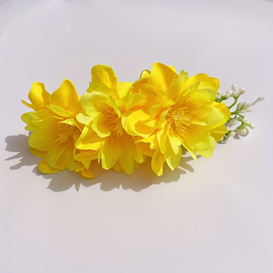 TEMU 1pc Women's Flower Hair Comb, /summer Travel Vacation Bohemian Accessory, Romantic And Elegant Bun Hairpin