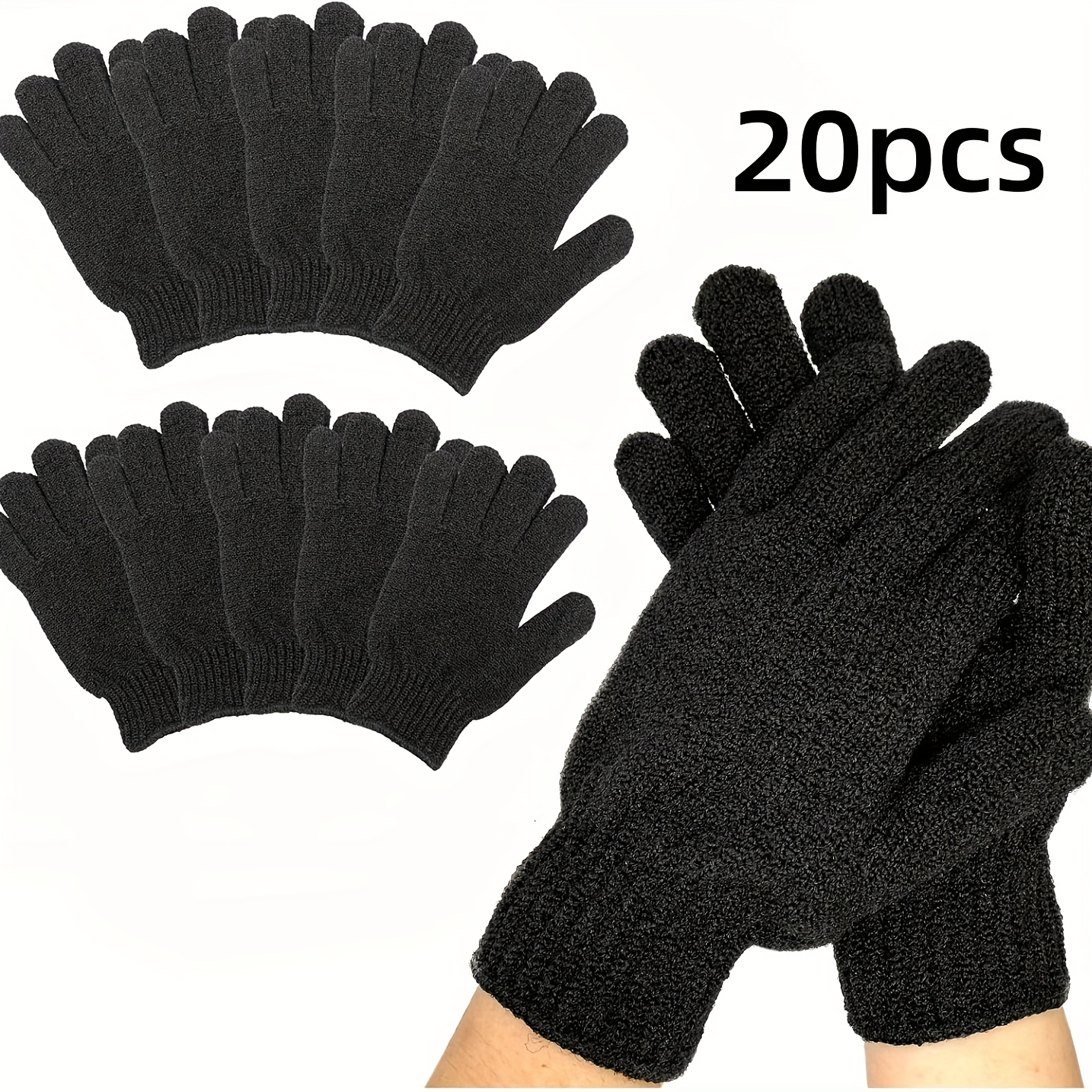 TEMU 5/10/20pcs Gants Exfoliants Double Face Gants de Bain Exfoliants Nylon Doux Douche Homme et Spa Massage Nettoyage Corps Beige Clair Brosse de