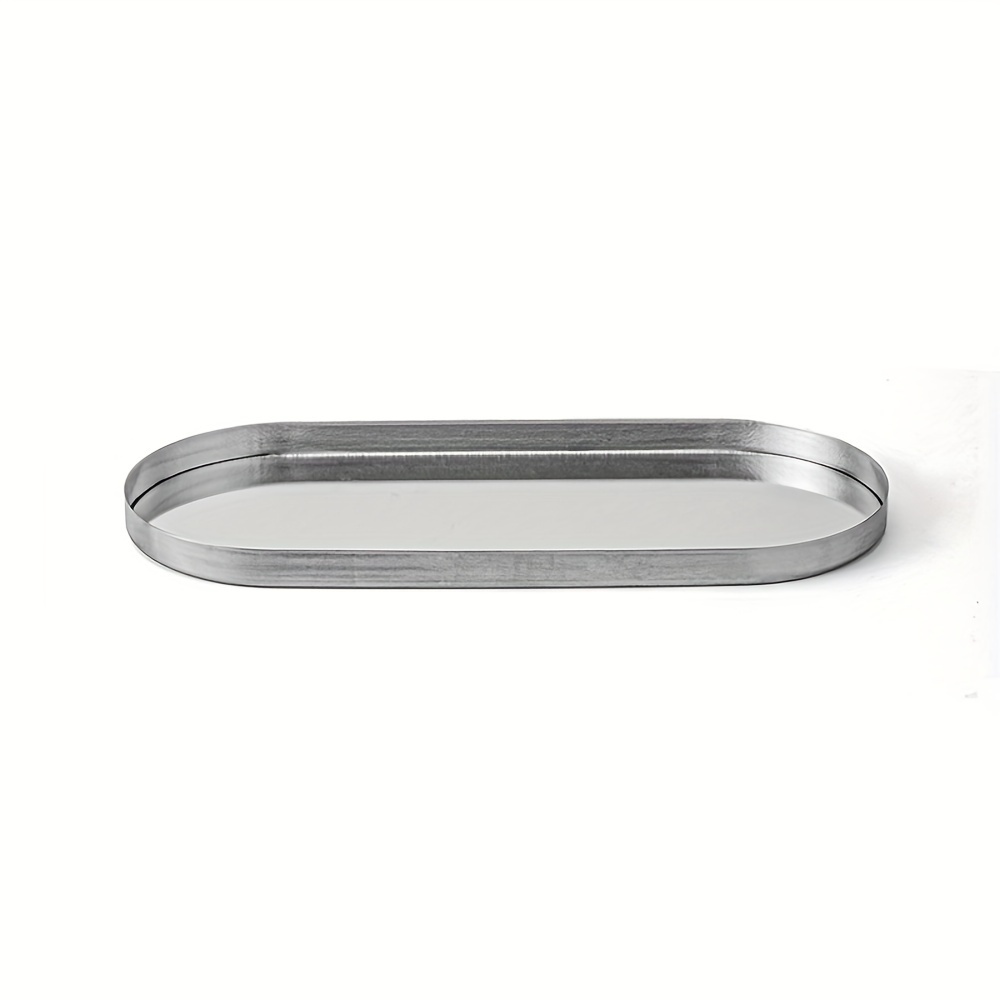 TEMU Vassoio Ovale in Acciaio Inossidabile Versatile con Finitura a Specchio - per Gioielli, Cosmetici & - per Decorazione di Camera da Letto, Bagno,