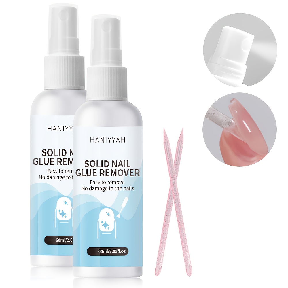 Image of Nail Glue Remover For Press On Nails, 60ml 2pcs Nail Glue Remover For Solid Nail Glue Gel On Fake Nail Tips Acrylic Nail, Remove Gel-base Glue Or Gel Nail Polish - Free