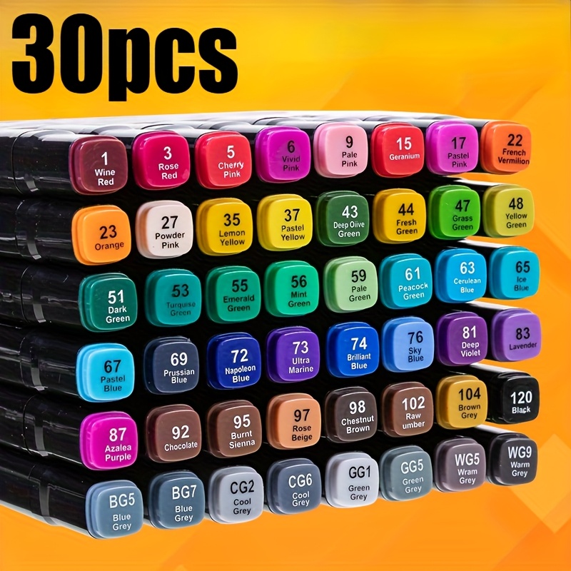 TEMU 30pcs High--ended Art Markers - Vibrant Colors, For Graphic Design, Office, Party Supplies, Education, Cultural Crafts, Art Supplies, Party