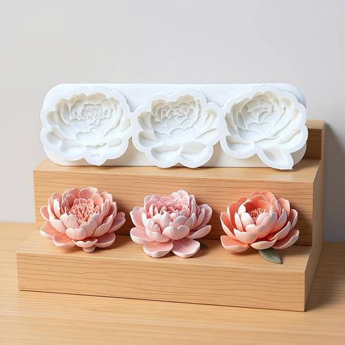 1pc triple shaped silicone mold floral themed cake decorating tool diy craft diy cupcake decorating baking mold valentines day bouquet cake decorating chocolate silicone tool
