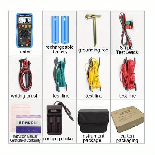sk 515 earth tester high measurement ac voltage detection backlit design