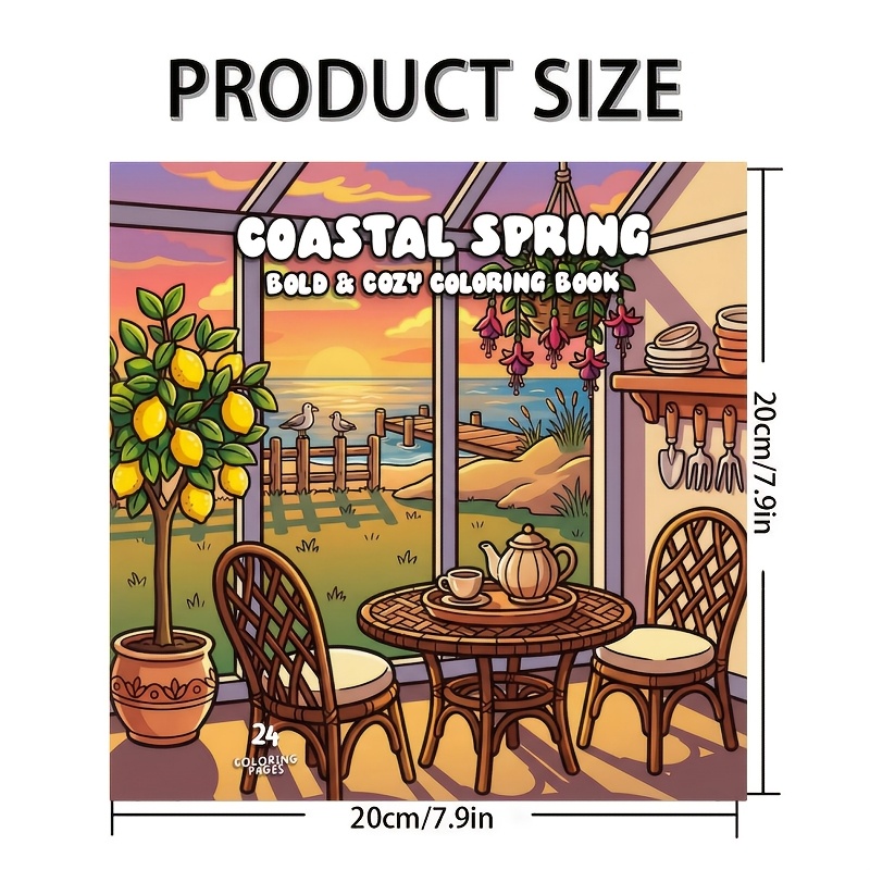 Image of Coloring Book, Thick Paper Design - Coloring Pages For Beginners, 24 Beautiful Spring Patterns (beach Scenes, Seaside ), Suitable For Christmas, Birthday, Thanksgiving Gift Activities