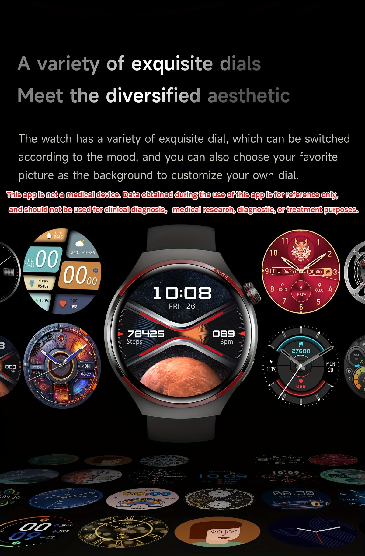 Montre connectée GPS pour homme 4 Pro Écran HD coloré de 1,53 pouces, cadran personnalisé, boussole, suivi de la condition physique, connectivité téléphonique sans fil, style moderne_voghion.com