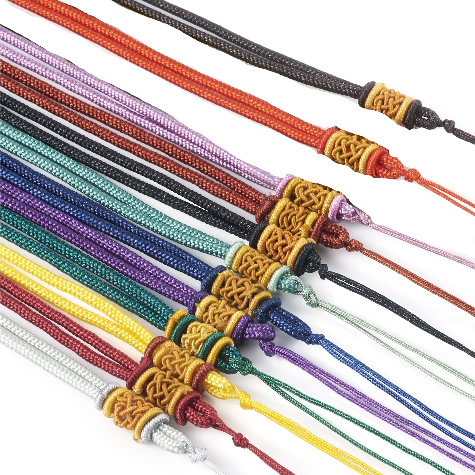 E-shop 12 Stück 12 Farben Nylonfaden Geflochtene Halskettenanhänger Bastelzubehör - 26 Zoll (66 cm) Mischfarbene Bastelschnüre mit Geflochtenem Design
