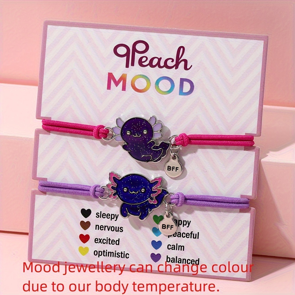 E-shop Thermochromes Produkt, kein Farbfehler – 2-teiliges Set temperaturempfindlicher, farbwechselnder Emaille-Tropfen-Accessoires, BFF Armbänder mit