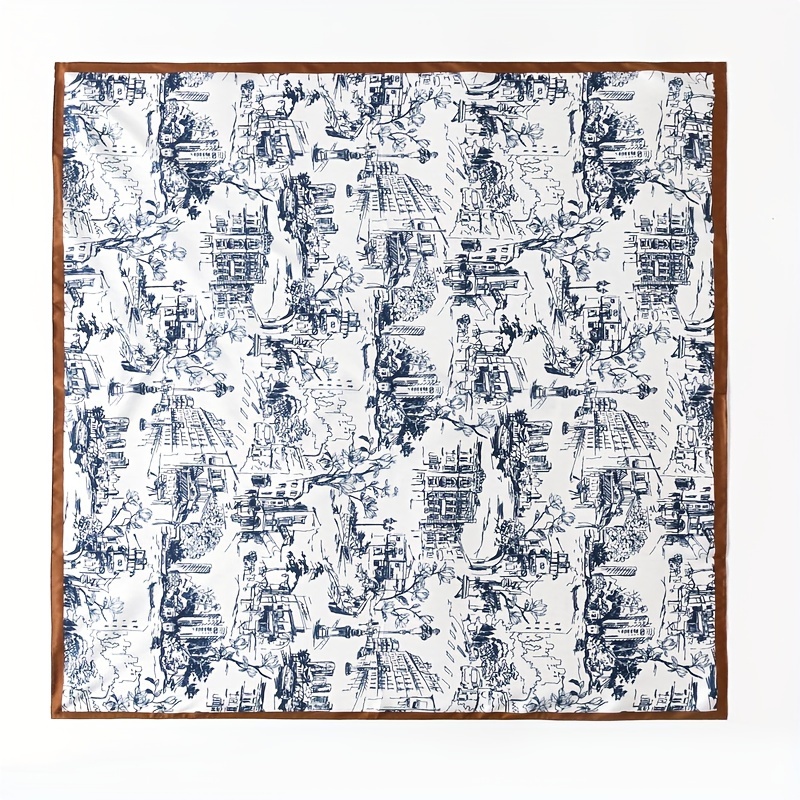 TEMU Women' Large Square Scarf 34.65-inch Suitable For Parties, 100% Silk Luxury Scarves With Patterns, Skin-friendly Breathable Suitable For Gifts,