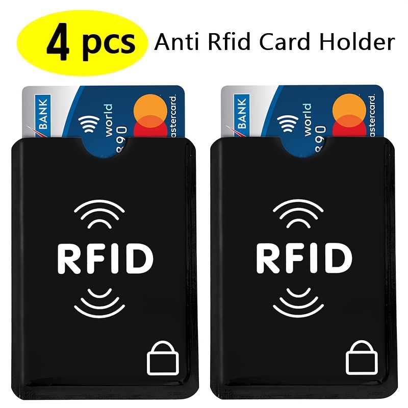 

Ensemble de 4 porte-cartes RFID pour hommes, , en tissu synthétique, avec manchon de protection pour cartes de crédit pour hommes et femmes