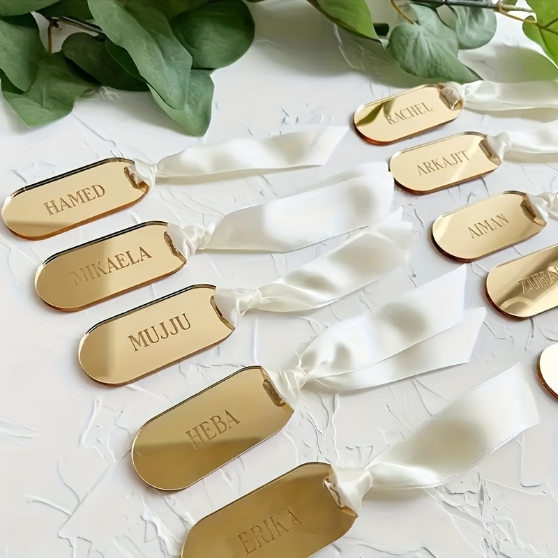 TEMU 10pcs Custom Acrylic Name Cards, High-end For Weddings, Dinners, Meetings, Birthdays, Baptisms, Seating Accessories, Gift Tags, Customizable For