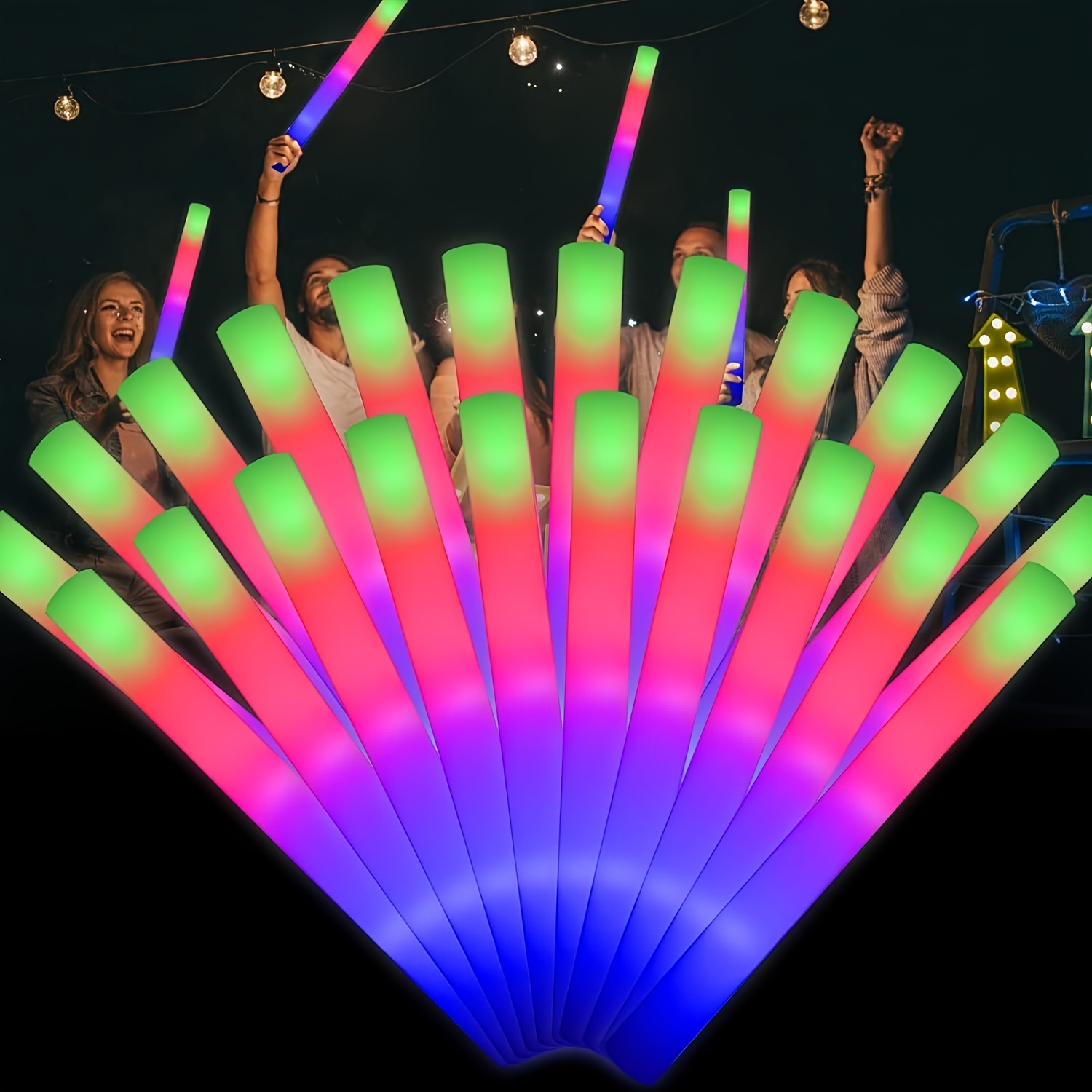 TEMU Gift For Her/him 16pcs Colorful Led Foam Glow Sticks Multi-item Party Favor Packs, With 3 Flashing , Suitable For Low-light Parties, Weddings,