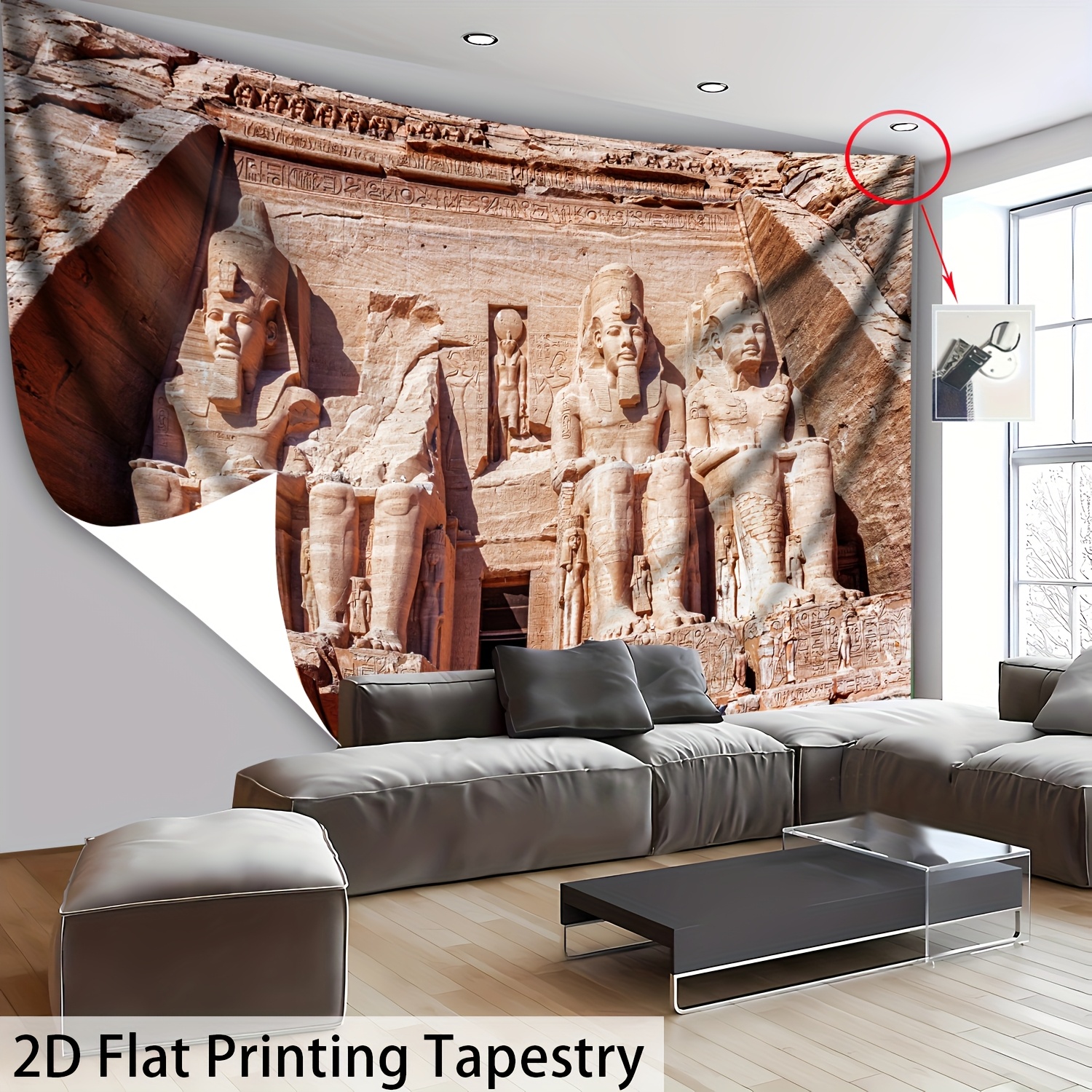 TEMU 2d Flat - [2d Flat Printing] 1pc - Ultra Large Size - Abu Temple Landscape - Hd Digital Printing Huge Tapestry - Polyester - Home Decoration -